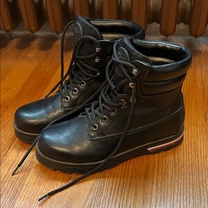 Tommy Hilfiger Black Rubber Sole Combat Boots